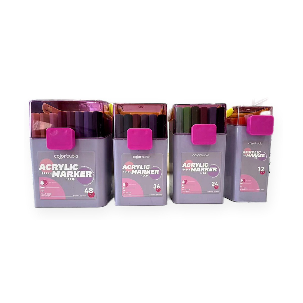 Liquid Ink Acrylic Marker Pens, Square Barrel, 24/36/48 Colors