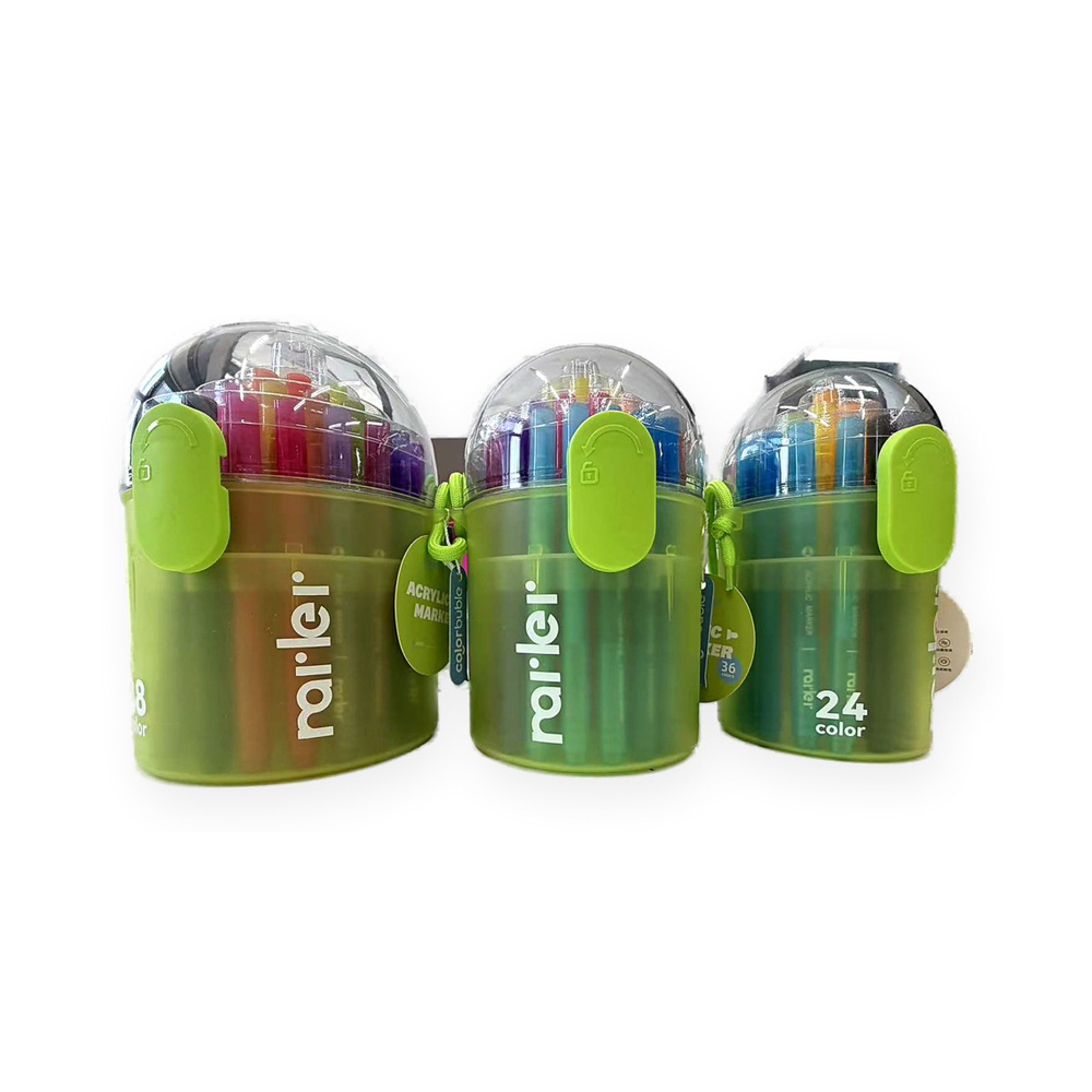 Cotton Core Acrylic Marker Pens, Round Barrel, 24/36/48 Colors